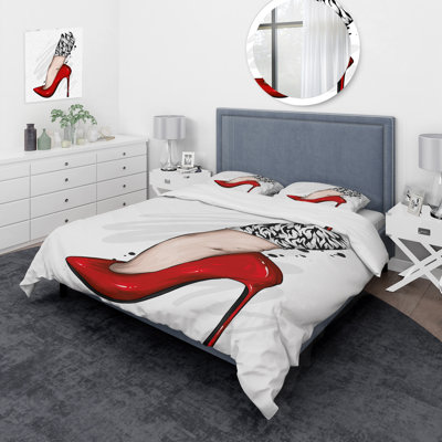 Red/Brown/White Microfiber Duvet Cover Set