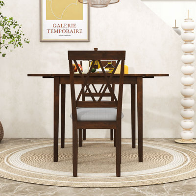 Ensemble de table de salle à manger 3 pièces peu encombrant avec abattants et chaises rembourrées pour petite place