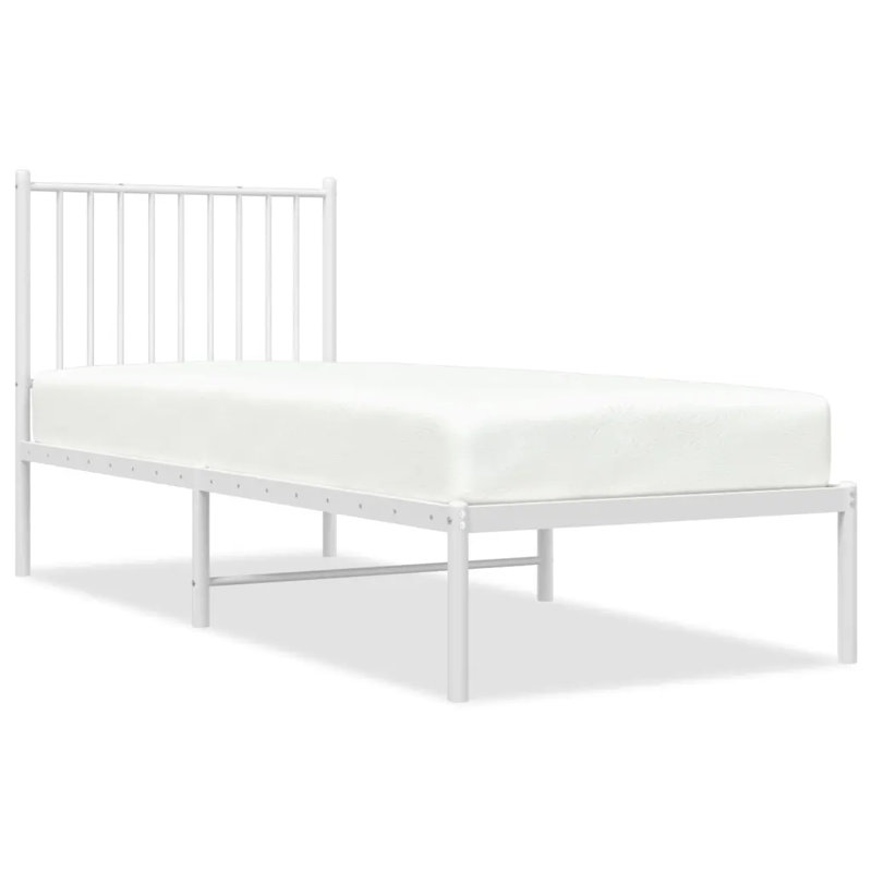 Metal Bed Frame with Headboard White, Small Single (2'6)