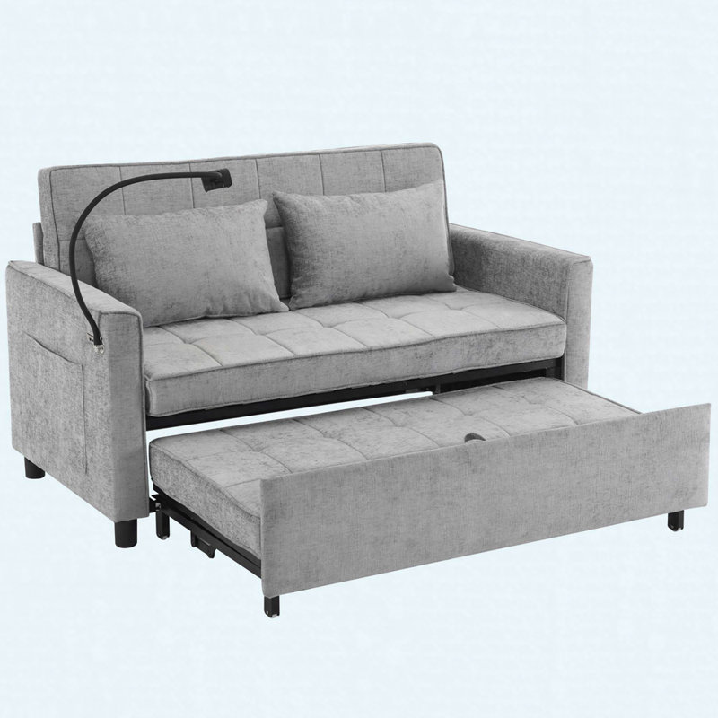 Loveseat Sofa Pull-Out Sofa Bed Sleeper Sofa, Gray