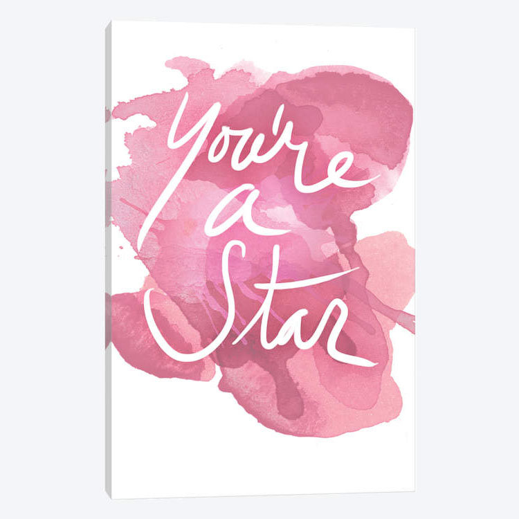 « watercoulours rose type v », art textuel sur toile, H 26 po x l 18 po x P 1,5 po