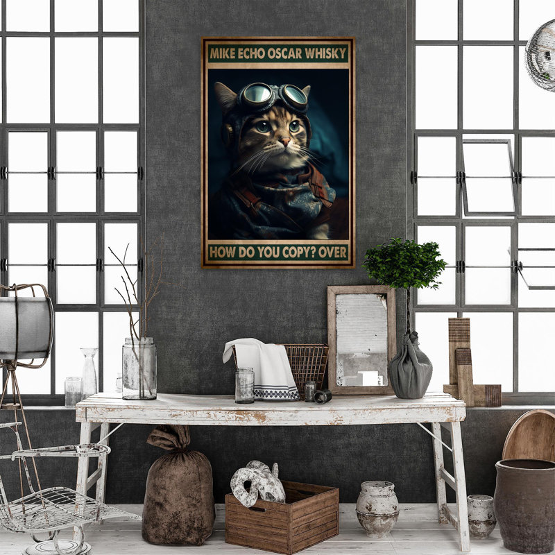 Cat Pilot How Do You Copy Over - 1 Piece Rectangle " Cat Pilot How Do You Copy Over ", 36" H x 24" W x 1.25" D