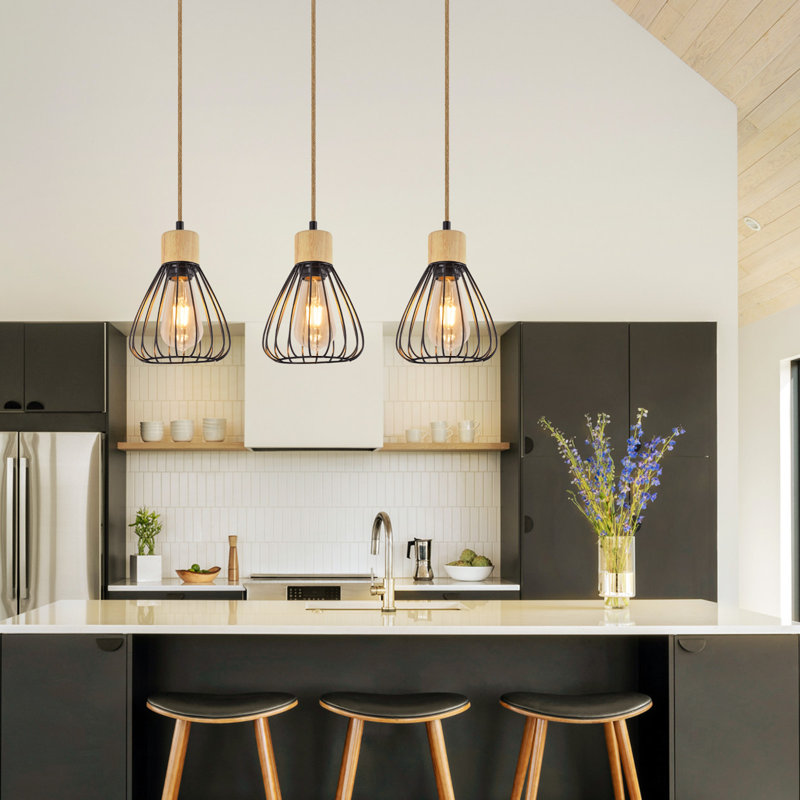 3-Light Black Kitchen Island Pendant