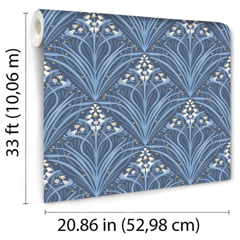 Papier peint Victorian Bloom, Bleu