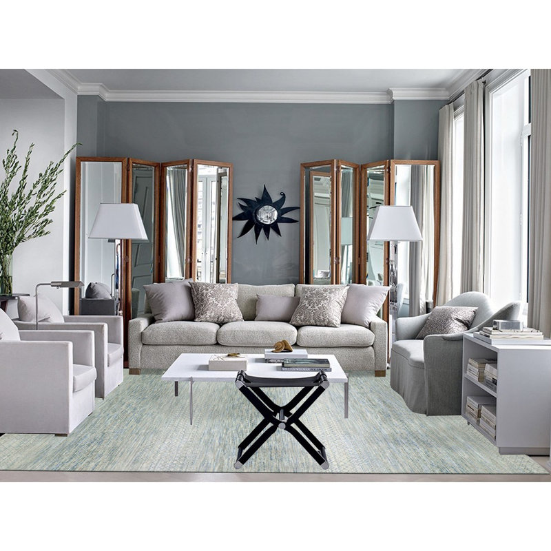 10'x14'1" Cadet Grey Dyed Wool Hand Knotted Chiaroscuro Collection Rug 21AF18D145C34FA69CF3A6CF5AAF1F79