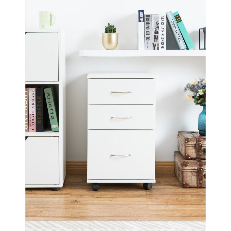 Lokman 15'' Wide 3 -Drawer Mobile File Cabinet, White