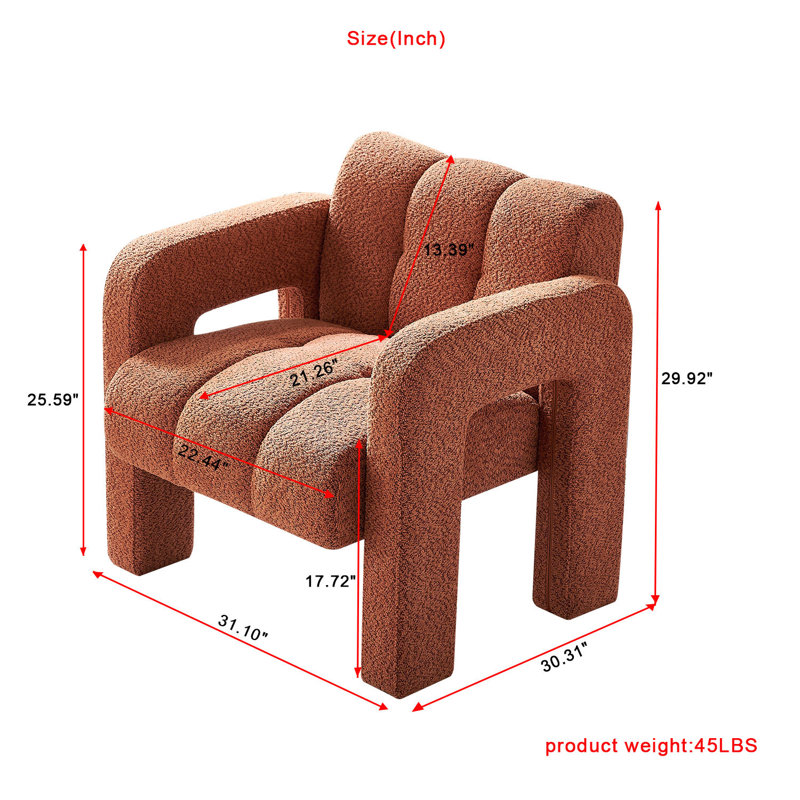 Chaise d'appoint pratique et large rembourrée, 100 % polyester orange