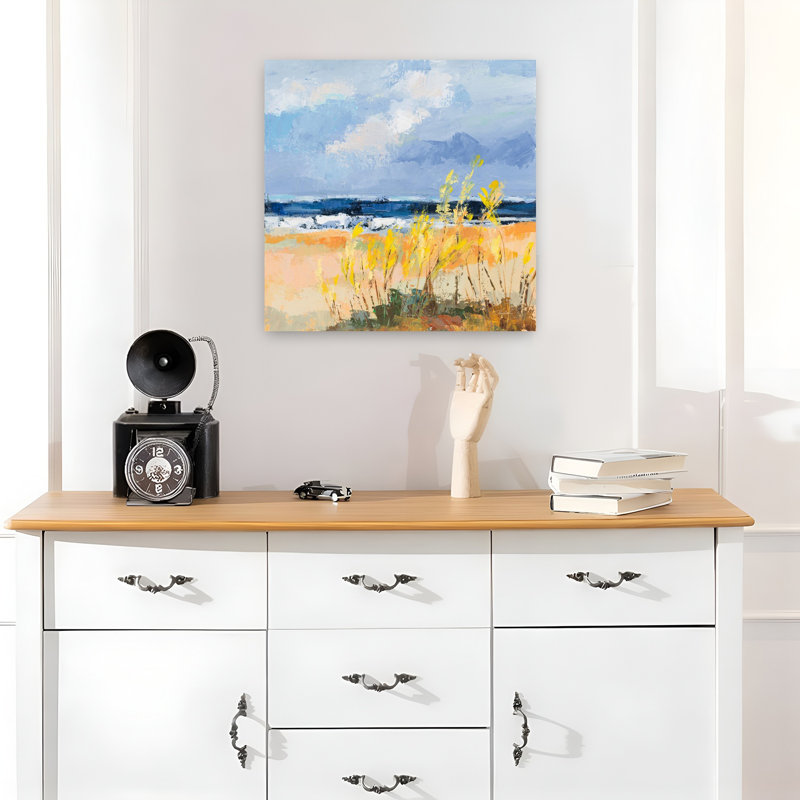 Bord de mer côtier I avec art bleu plage, H 18 po x l 18 po