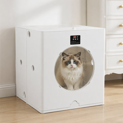 88L Foldable Pet Dryer Box, Low Noise Dog & Cat Grooming Dryer with Timer