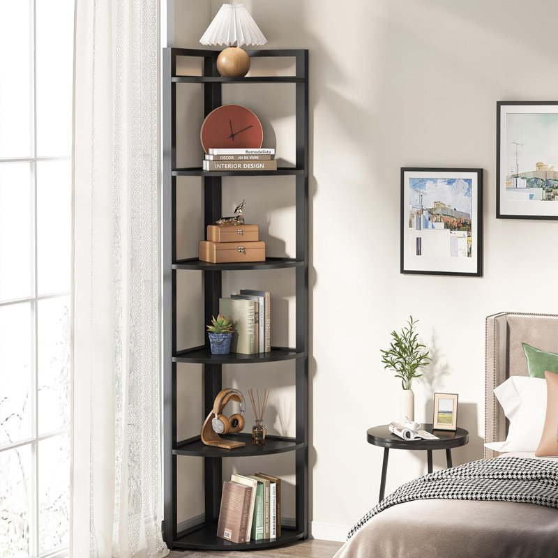 Melahat 70.86" H x 15.75" W Steel Corner Bookcase, Black