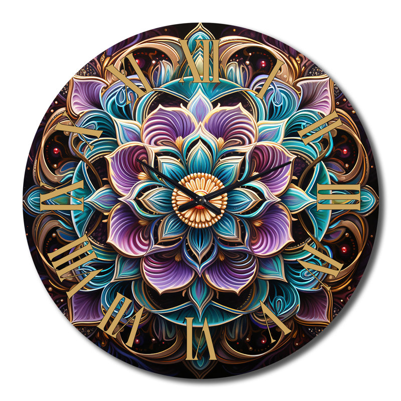 Horloge murale antique en métal Mandala, Très grand