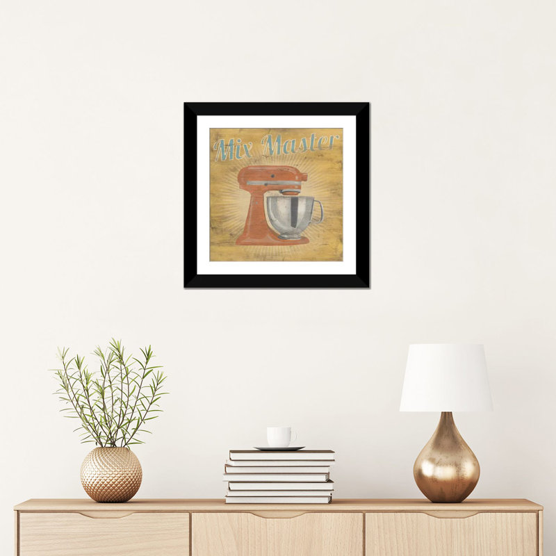 « hip cuisine iii », impression sur toile, H 16 po x l 16 po x P 1 po, Papier d'art encadré noir, Blanc