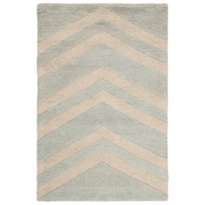 Tapis gris / beige en laine / coton / latex touffeté à la main Sanyla