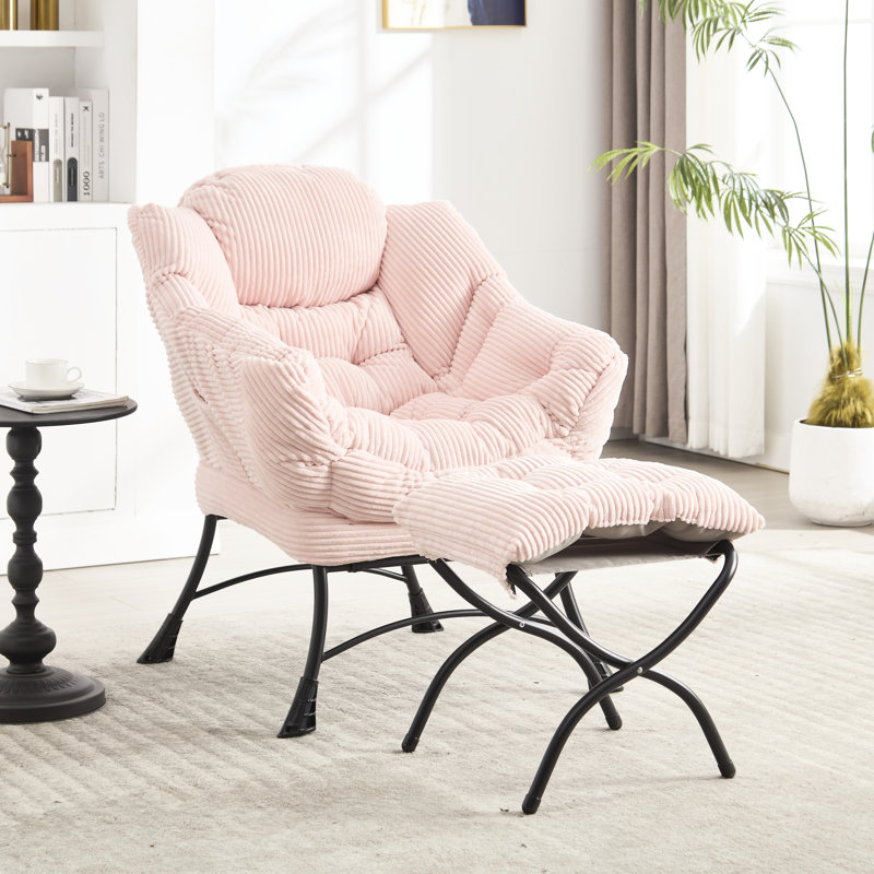 Moderne, rose, chaise longue avec, chaise d'appoint ergonomique`` poche de rangement`` structure en acier, utilisation extérieure moderne rose doux et stable, poche latérale pour