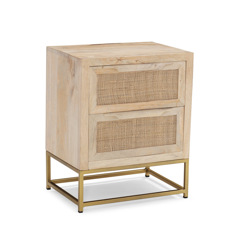 Dunster 2 - Drawer Cane Front Nightstand, Natural