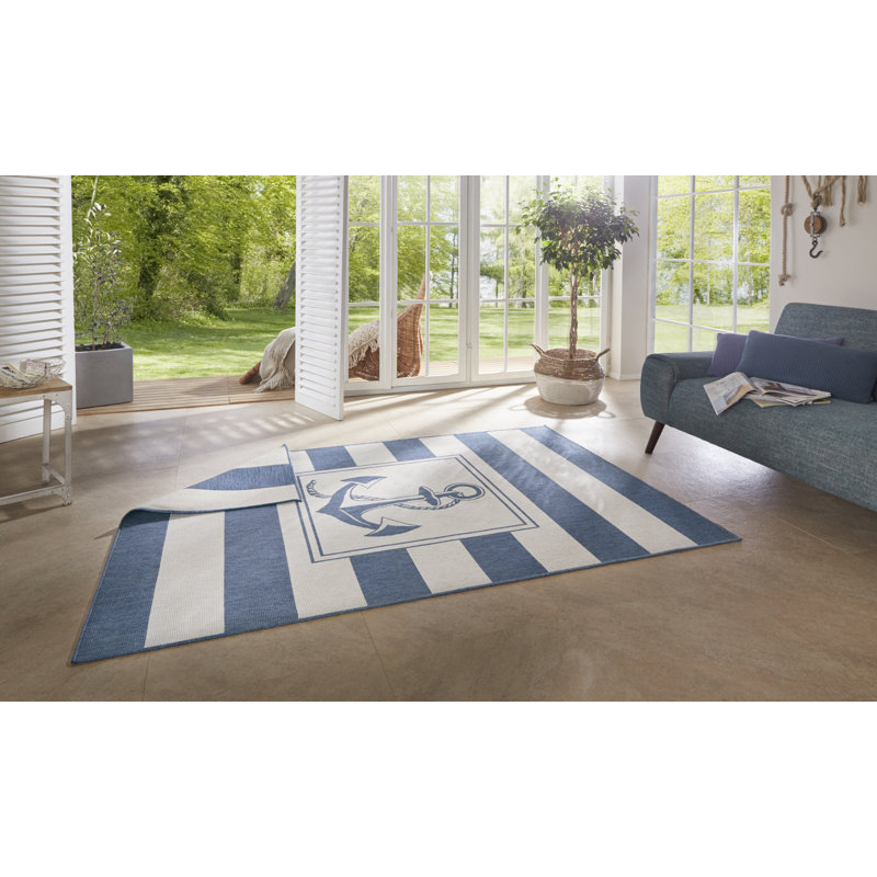 Gandara Flatweave Blue Rug, Rectangle 200 x 290cm