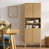 Render Tall Bathroom Storage Cabinet In Walnut
