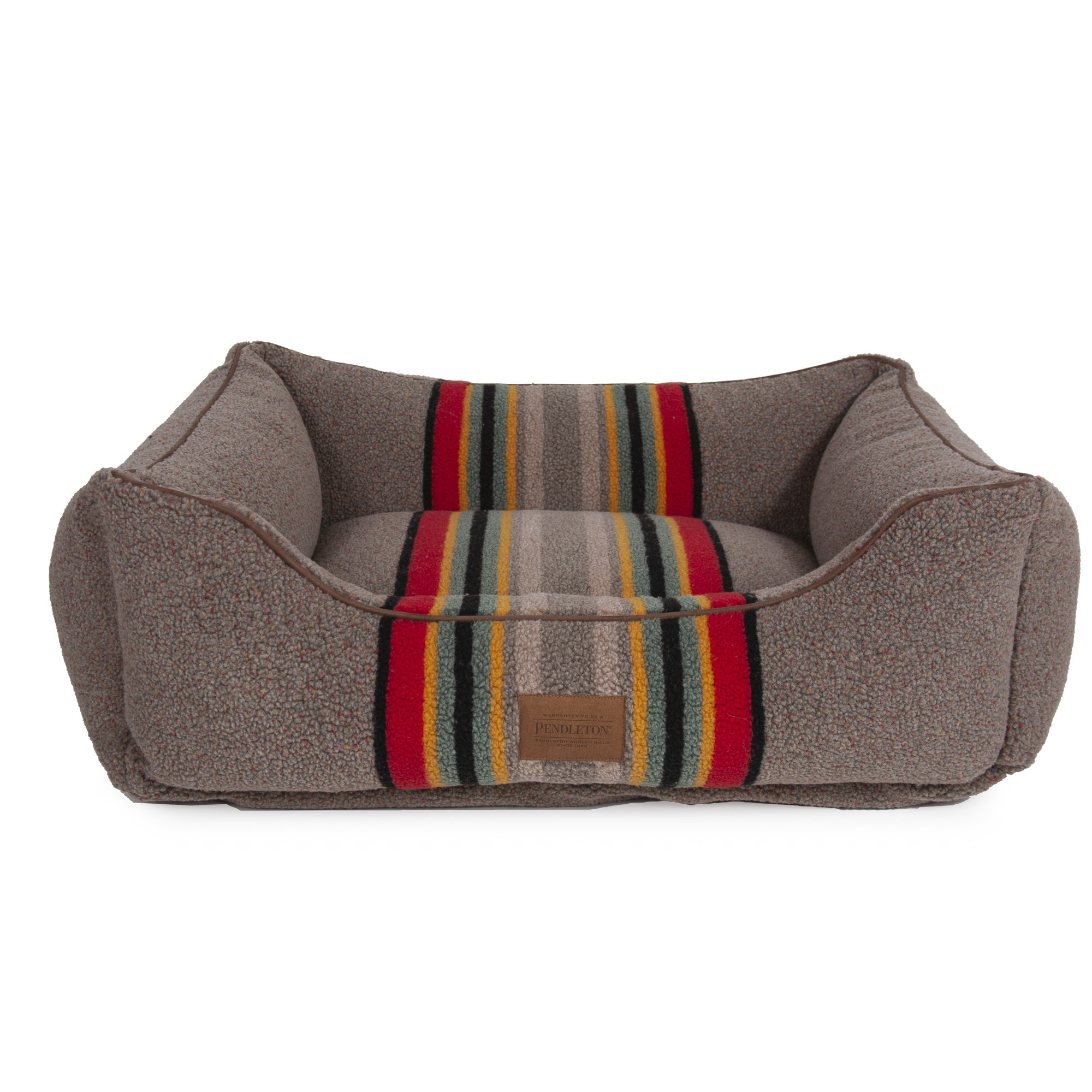 Yakima Striped Pet Bed, Large (36" W x 27" D x 10" H), Umber Striped Sherpa