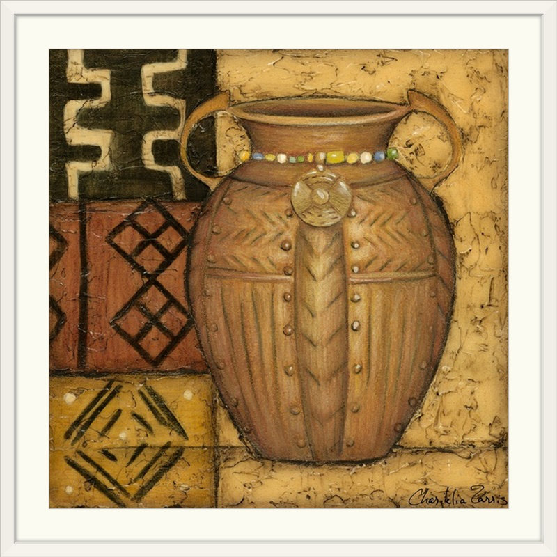 « i » chariklia zarris, reproduction d’art African Earthenware, H 28 x l 28 po x P 1 po, Cadre blanc