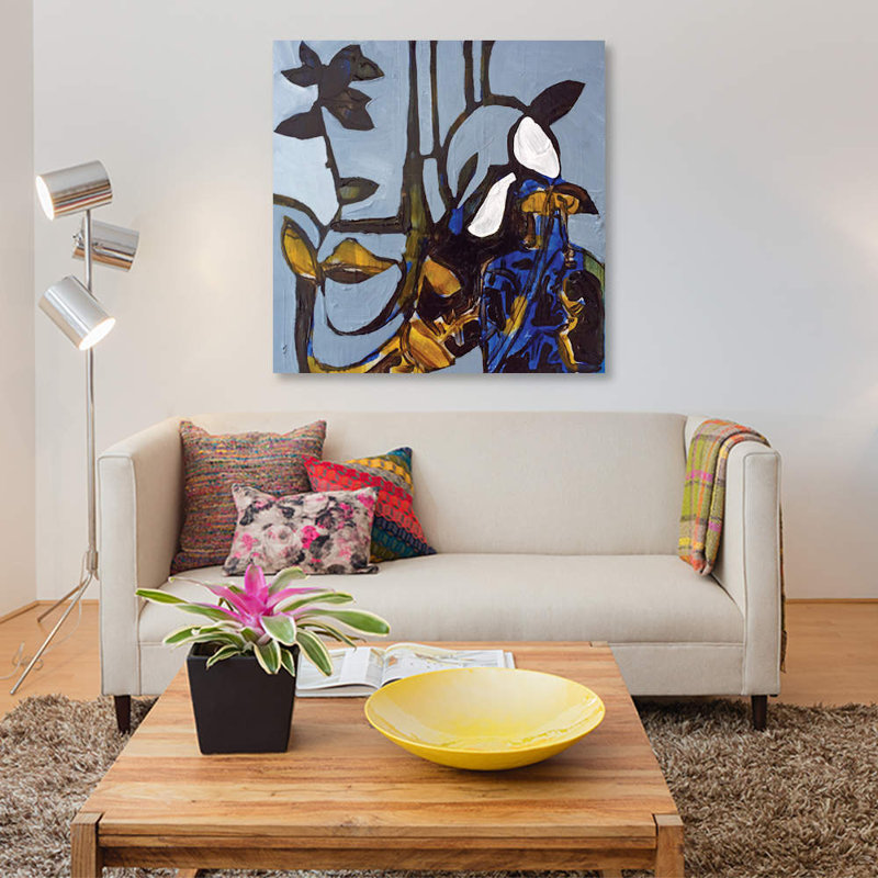 « blue i », impression sur toile, H 12 po x l 12 po x P 0,75 po, Toile tendue, Pas de tapis