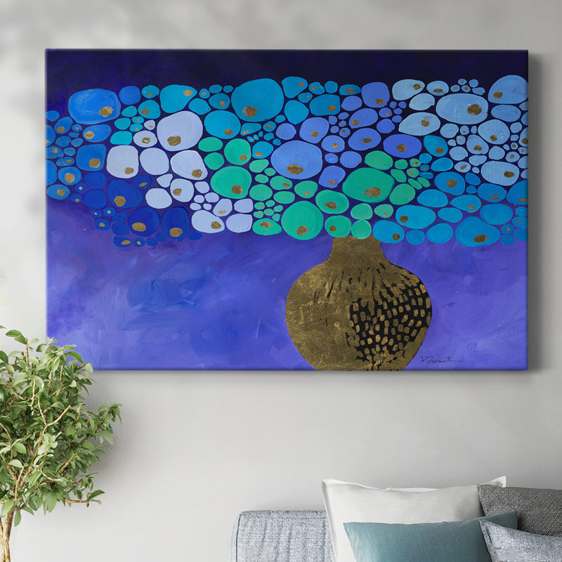 «Blue Poppies II», toile tendue avec châssis, H 32 po x l 48 po