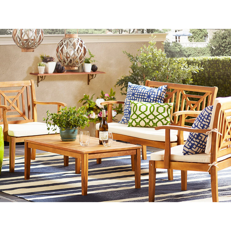 Tamaar Acacia 4 - Person Patio Conversation Set with Cushions, Natural