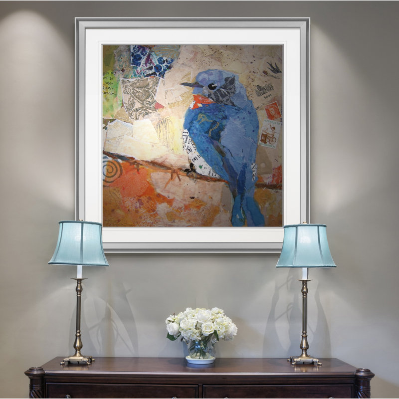 « signes of spring i », peinture, H 16 po x l 16 po x P 1,5 po, Encadrement argenté