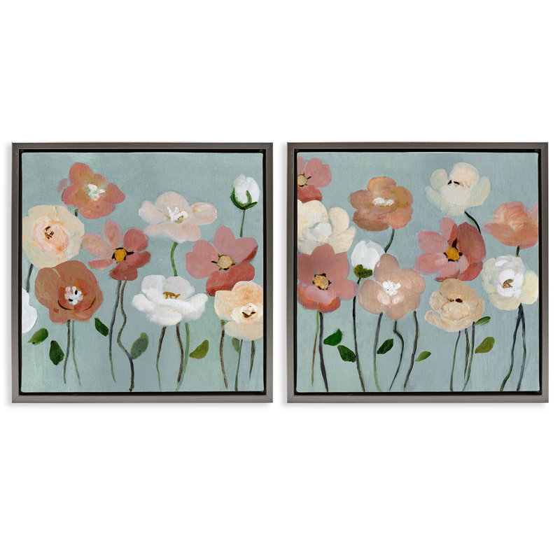 Ensemble de cadres flottants 2 pièces Budding Boho Blooms, design par Charity Henderson, H 25 po x l 25 po