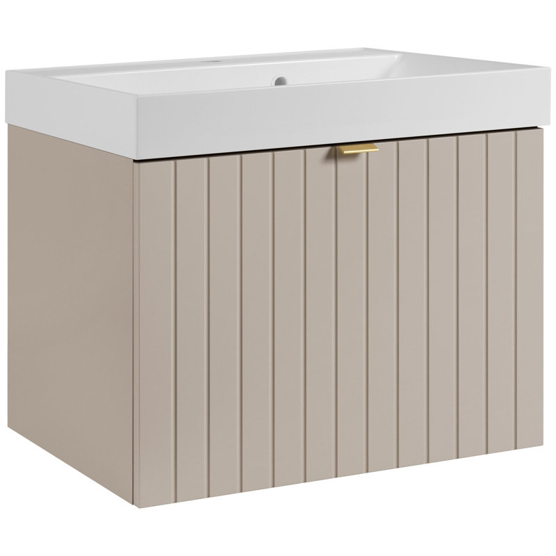 591cm Wall Mounted Single Bathroom Vanity Base Only, Cashmere