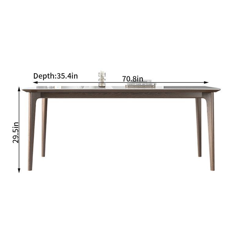 Damontrae Solid Wood Base Dining Table, 29.5"H x 70.8"L x 35.4"W