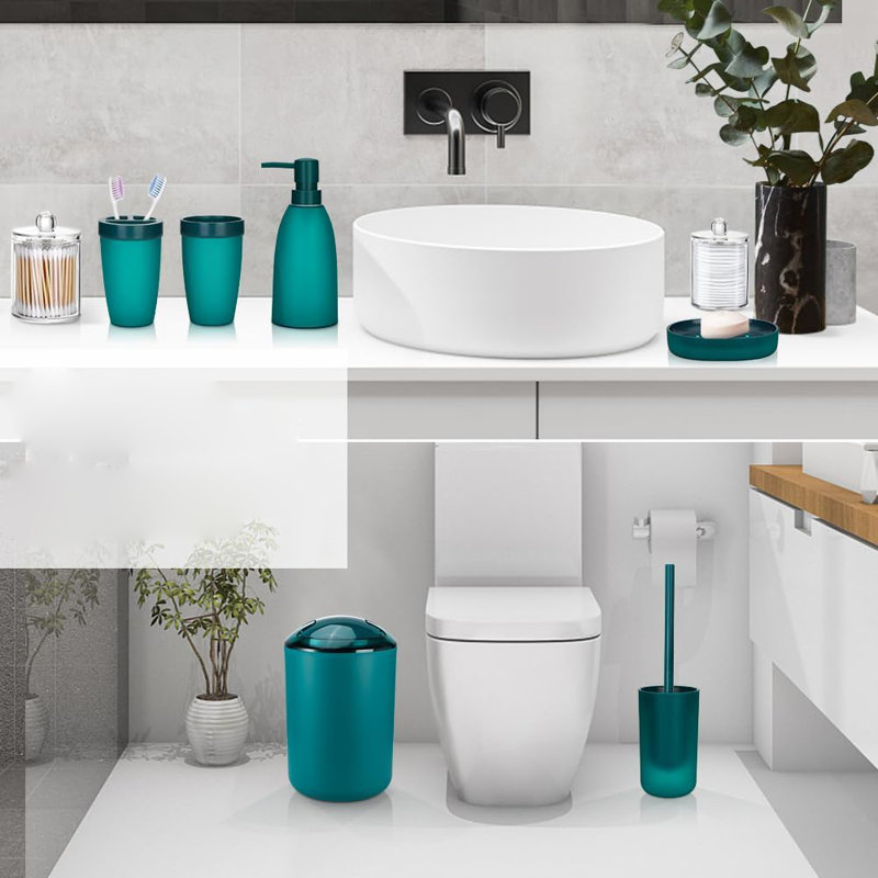 Bathroom Set With Trash Can, Soap Dispenser