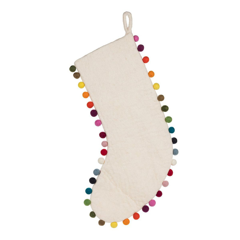 Ivory with Multi Colored Balls Stocking