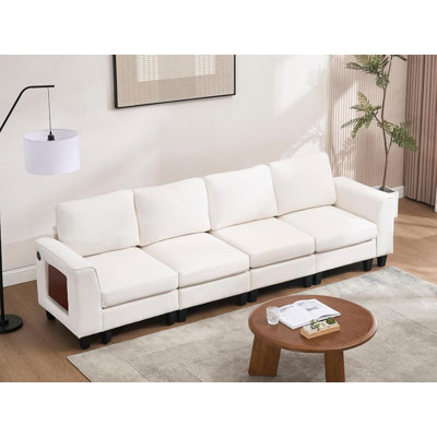 Modular Sectional Couch With Foldable Side Table/USB Port For Apartment