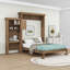 Grand lit escamotable en bois avec tablettes, conception classique à persiennes-204906976