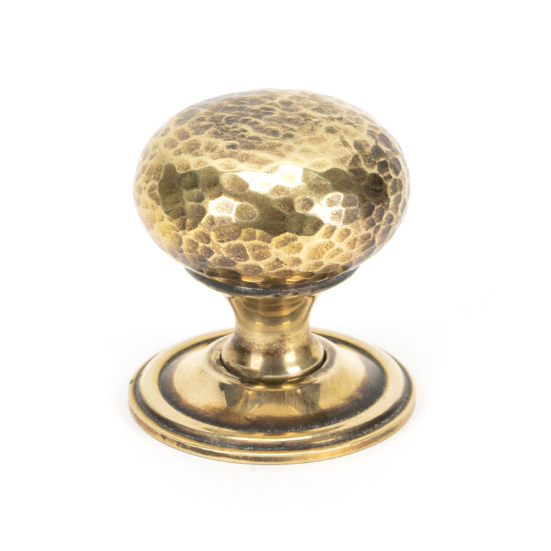Hammered Mushroom 38mm Diameter Knob, Aged Brass