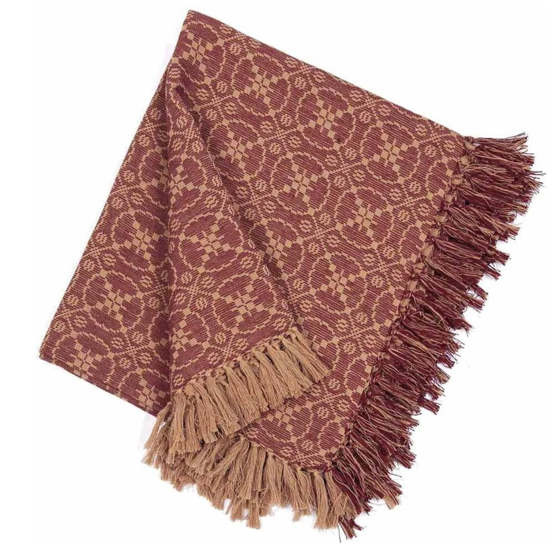 Couverture 100% coton , Rouge grange / brun clair