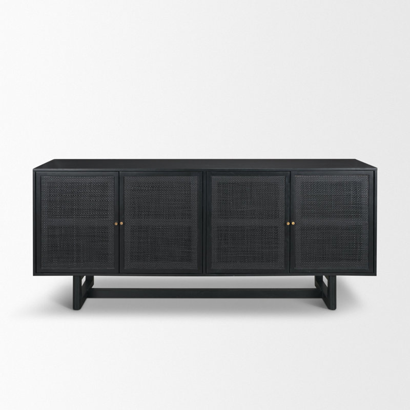 Buffet en bois massif Cinne, Noir