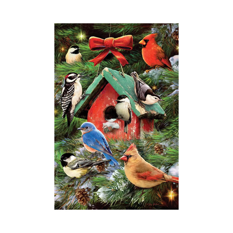 Christmas Bird House & Pines by Greg & Company - Wrapped Canvas Painting, 101.6 cm H x 66.04 cm W x 1.91 cm D