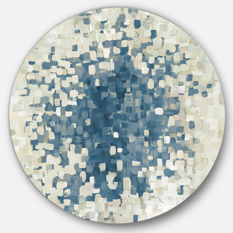 Bleu géométrique, taches - peinture, cercle métallique, H 11 po x l 11 po