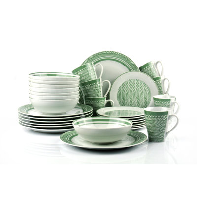 32pc Herringbone Sage Green