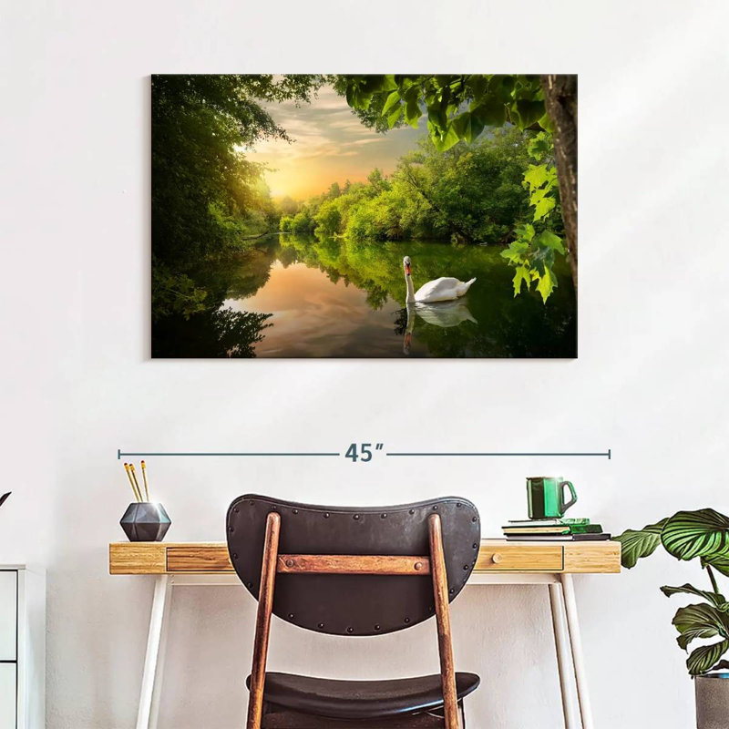 Harnek cygne serein dans la jungle, H 26 po x l 39 po