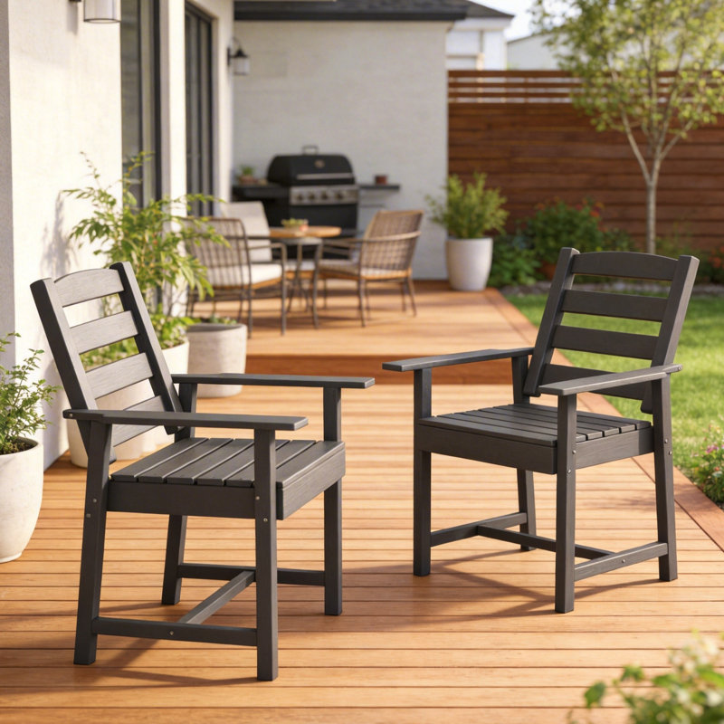 Chaises de salle à manger d'extérieur en PEHD pour patio, Gris