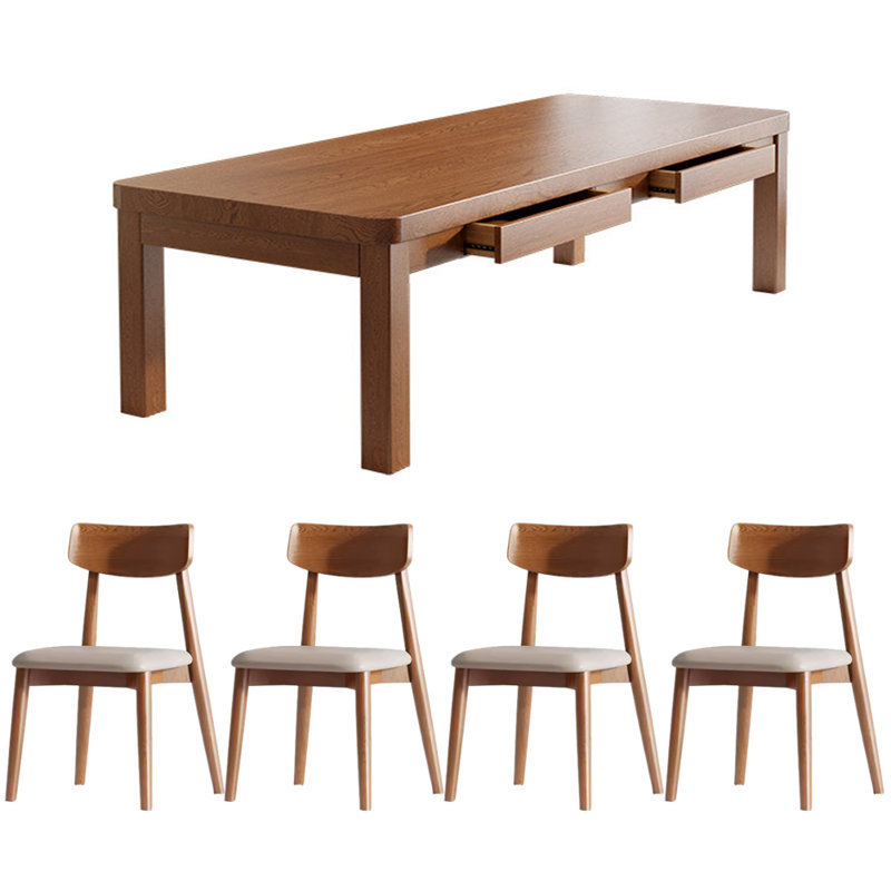 4 - Person Solid Wood Top Four Leg Dining Set, 29.52" H x 62.99" L x 27.55" W