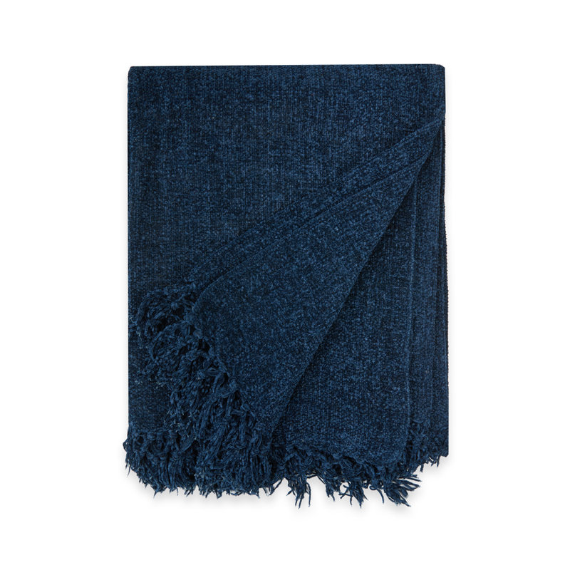  Darcy Tassel Blanket/Throw For Sofa Chair Bed Charcoal, Blue, 200cm x 150cm 