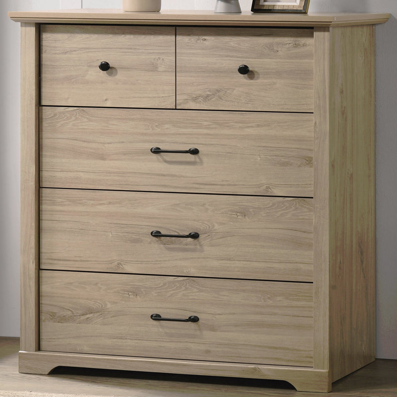 4-Drawer Chest, 32"W  With Black Handles, Brown