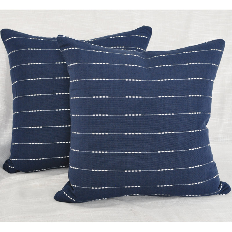 Coussin décoratif rayé, coussin en coton avec rayures tissées, H 20 po x l 20 po, Housse de coussin seulement - sans coussin