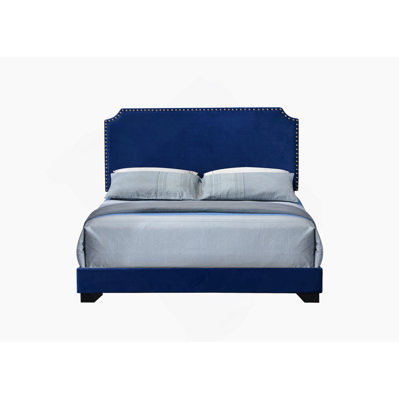 Grand lit en velours bleu Haemon