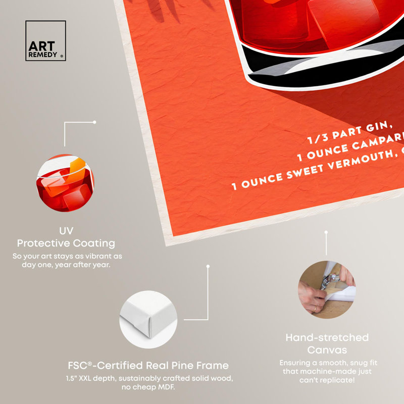 «Negroni», reproduction d'art sur toile par Art Remedy, H 30 po x l 24 po, Toile tendue avec châssis