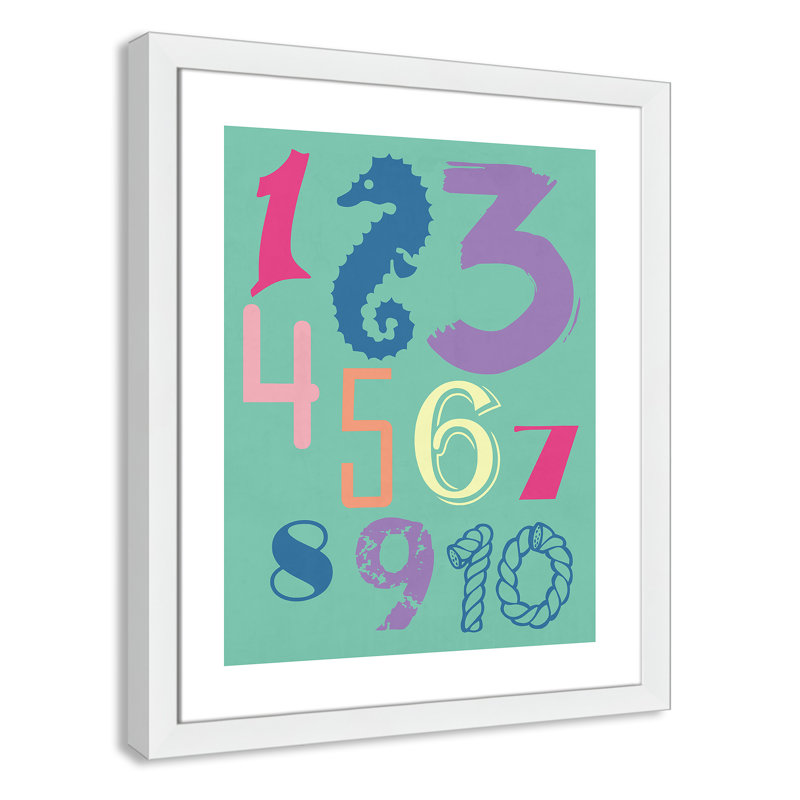 Décoration murale 123 pour enfants, 24.5" H x 20.5" W x 0.63" D, Encadré de boîte blanc