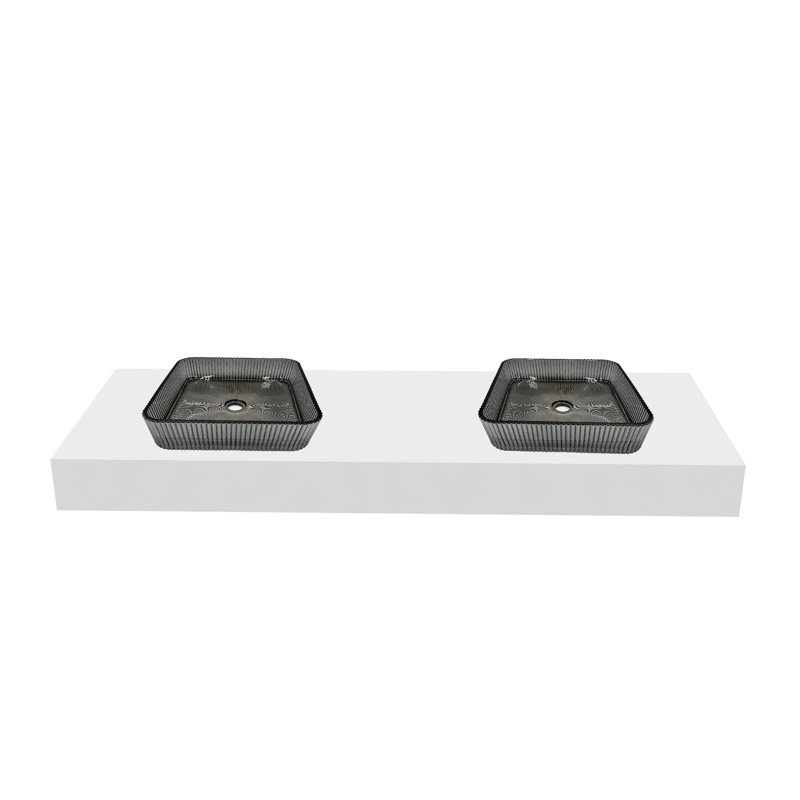 Lavabos vasques carrées décoratives noires en cristal 15 "avec base 60" Plaza, Noir